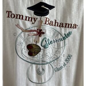Men’s TOMMY BAHAMA Ivory Glassmates Class Of 2006 Embroidered Shirt Sz L *B5